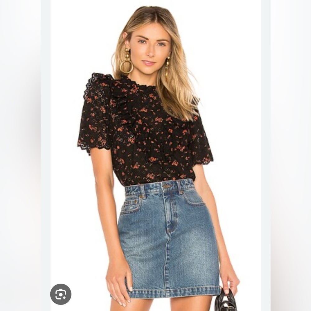 Ulla Johnson Black and Red Floral Blouse